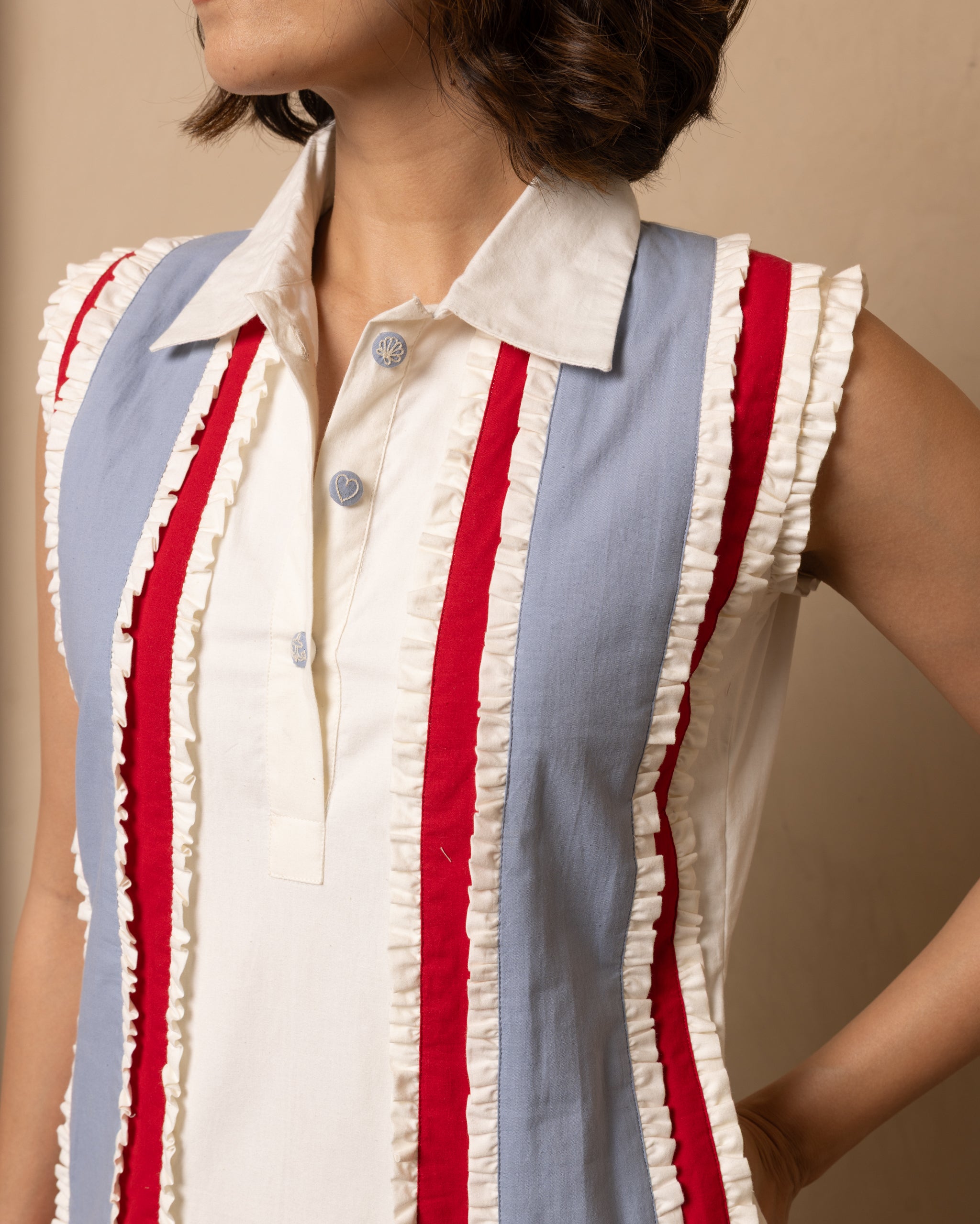 Seraph Dress (Beige and Red)