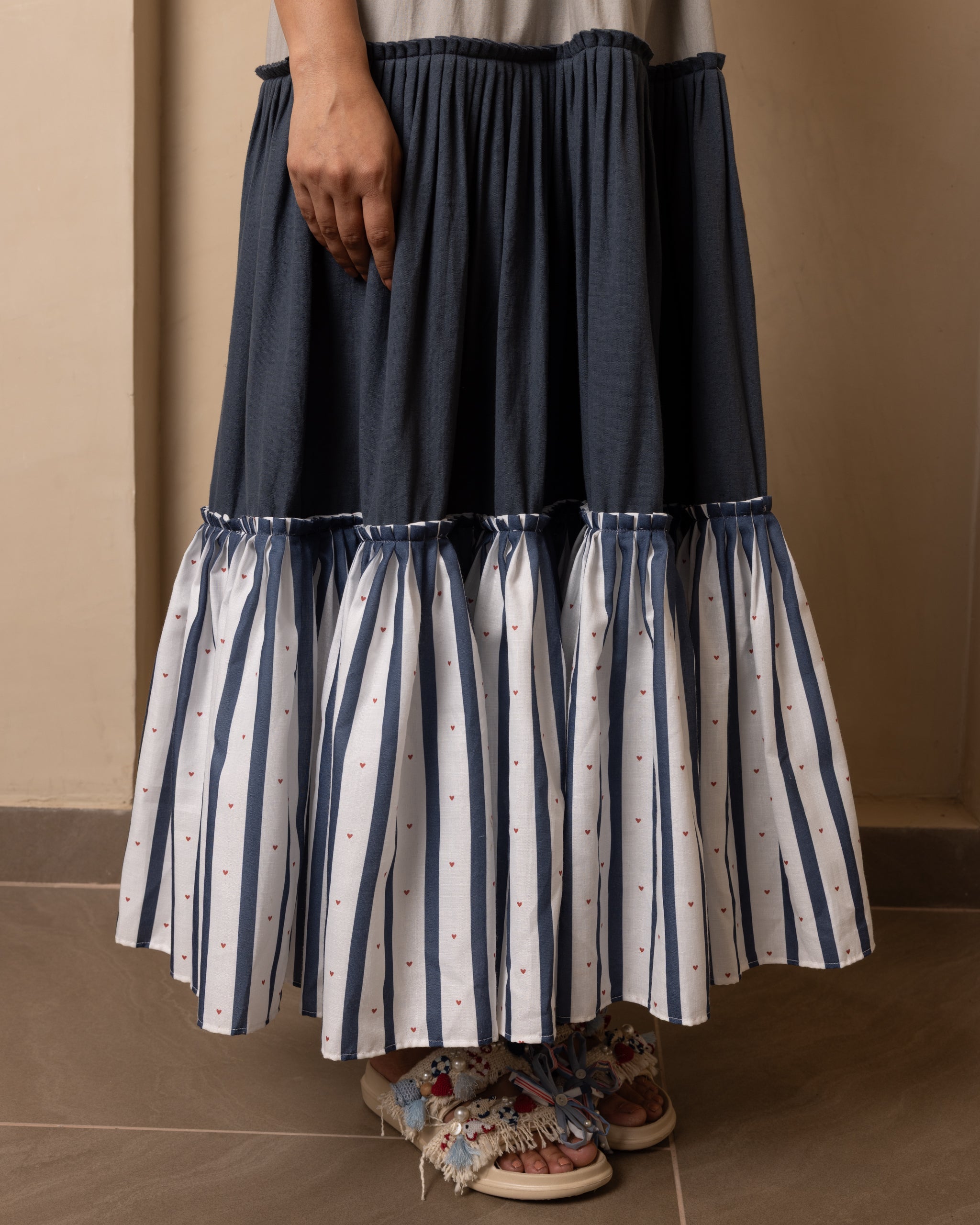 Celia Dress (Grey and Blue)