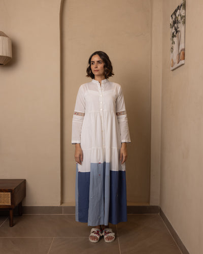 Caribbean Dress - (Beige and Blue)