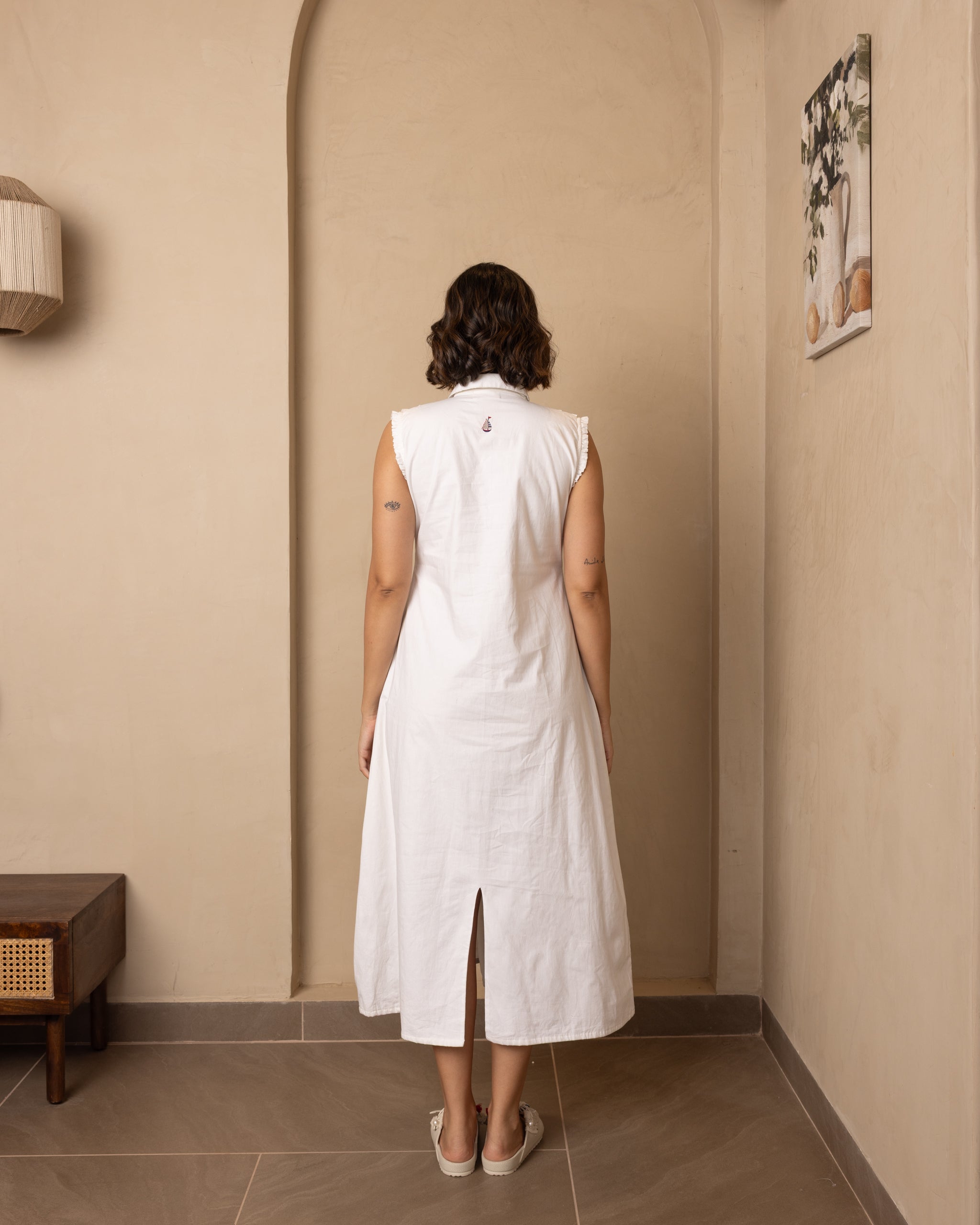 Seraph Dress (Beige and Blue)