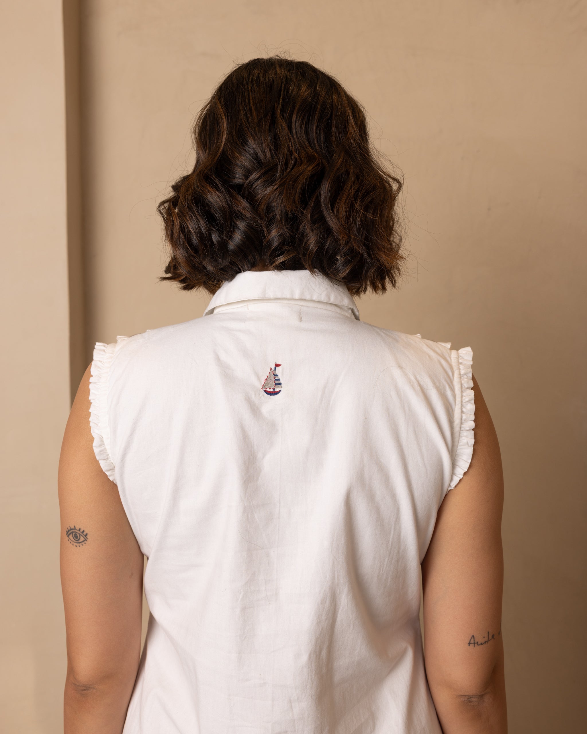 Seraph Dress (Beige and Blue)