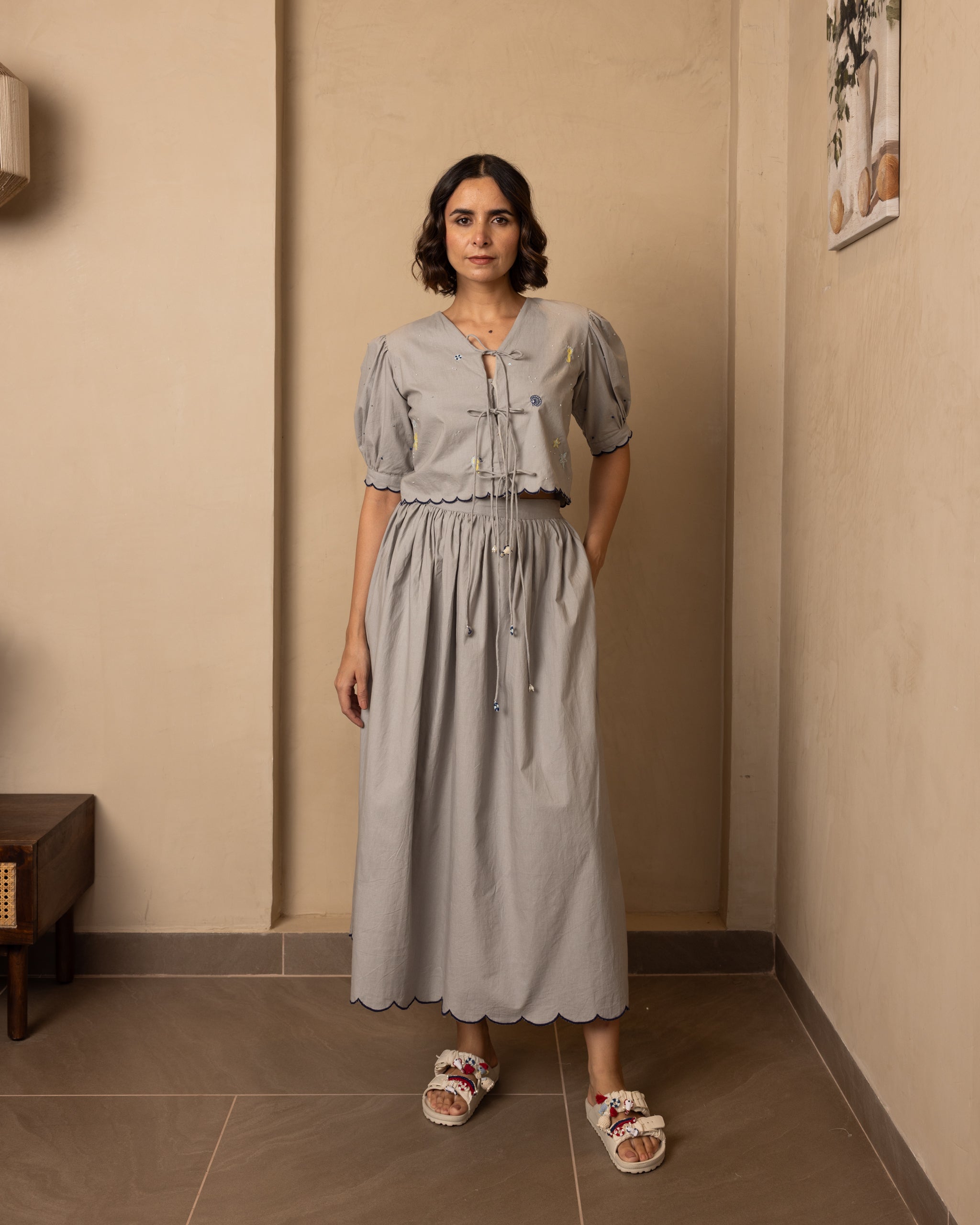 Ari Top and Skirt Set (Grey)