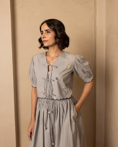 Ari Top and Skirt Set (Grey)