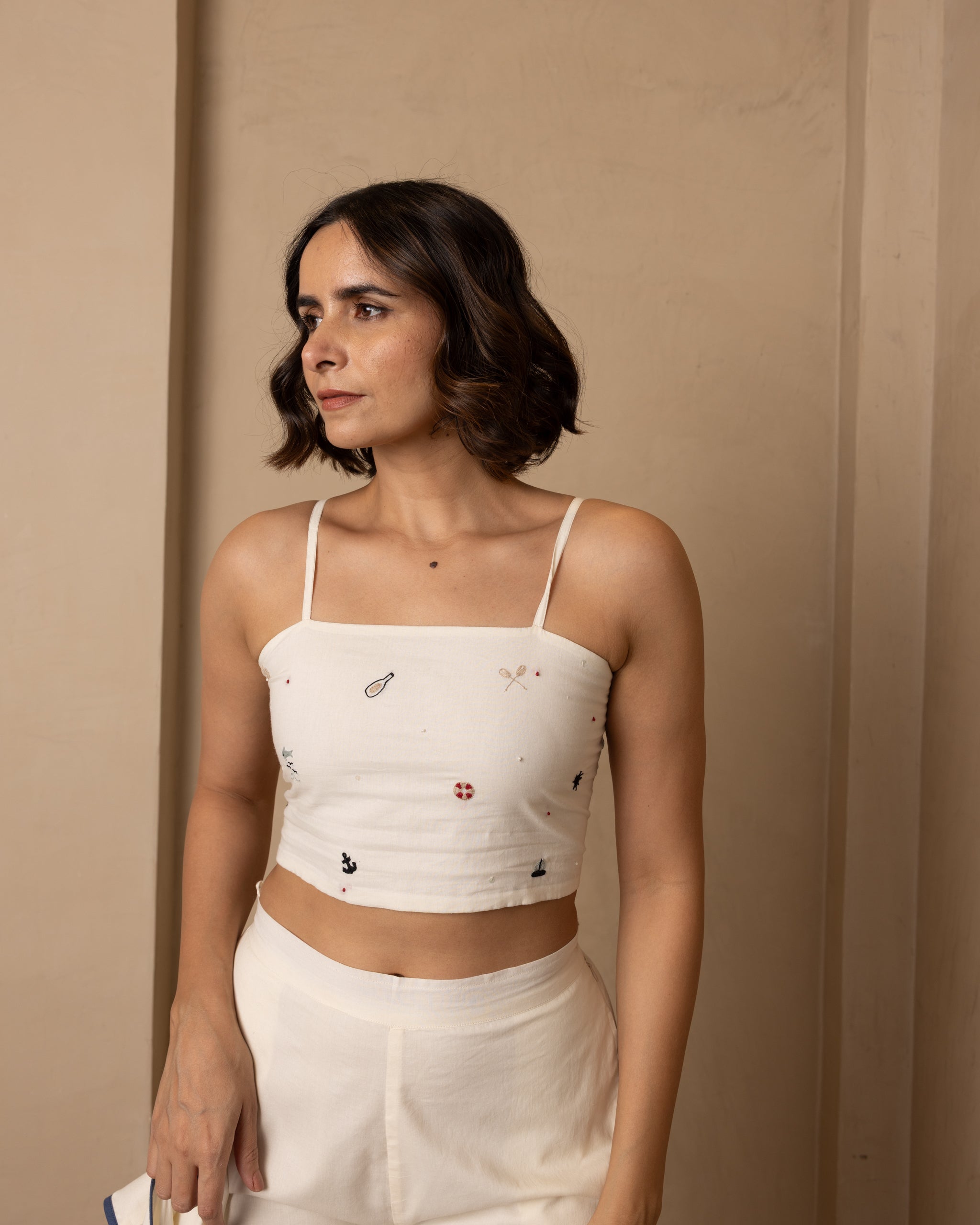 Shore 3 Piece (Top, Jacket and Pants) Set (Beige)