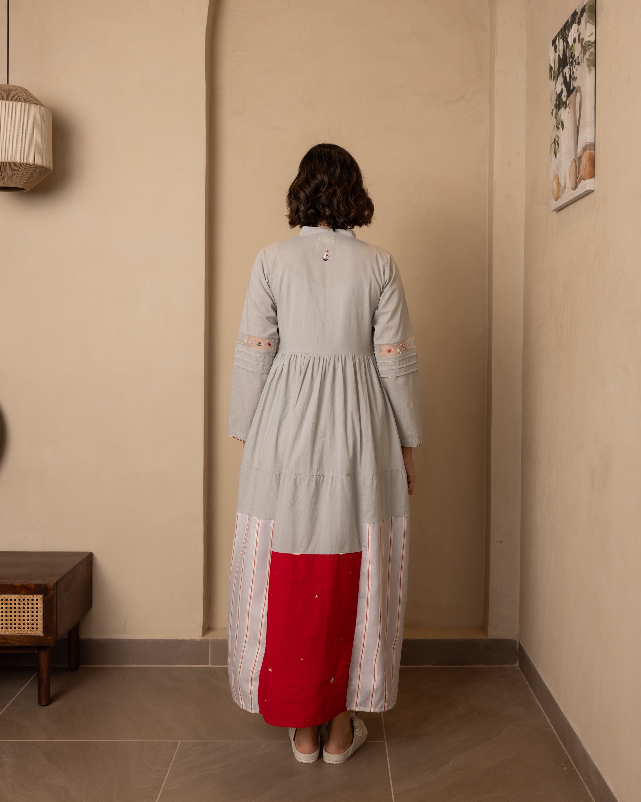 Caribbean Dress - (Grey and Red)