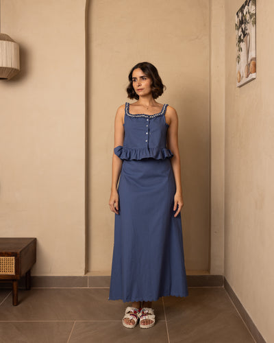 Zoe Top and Skirt Set - (Dark Blue)