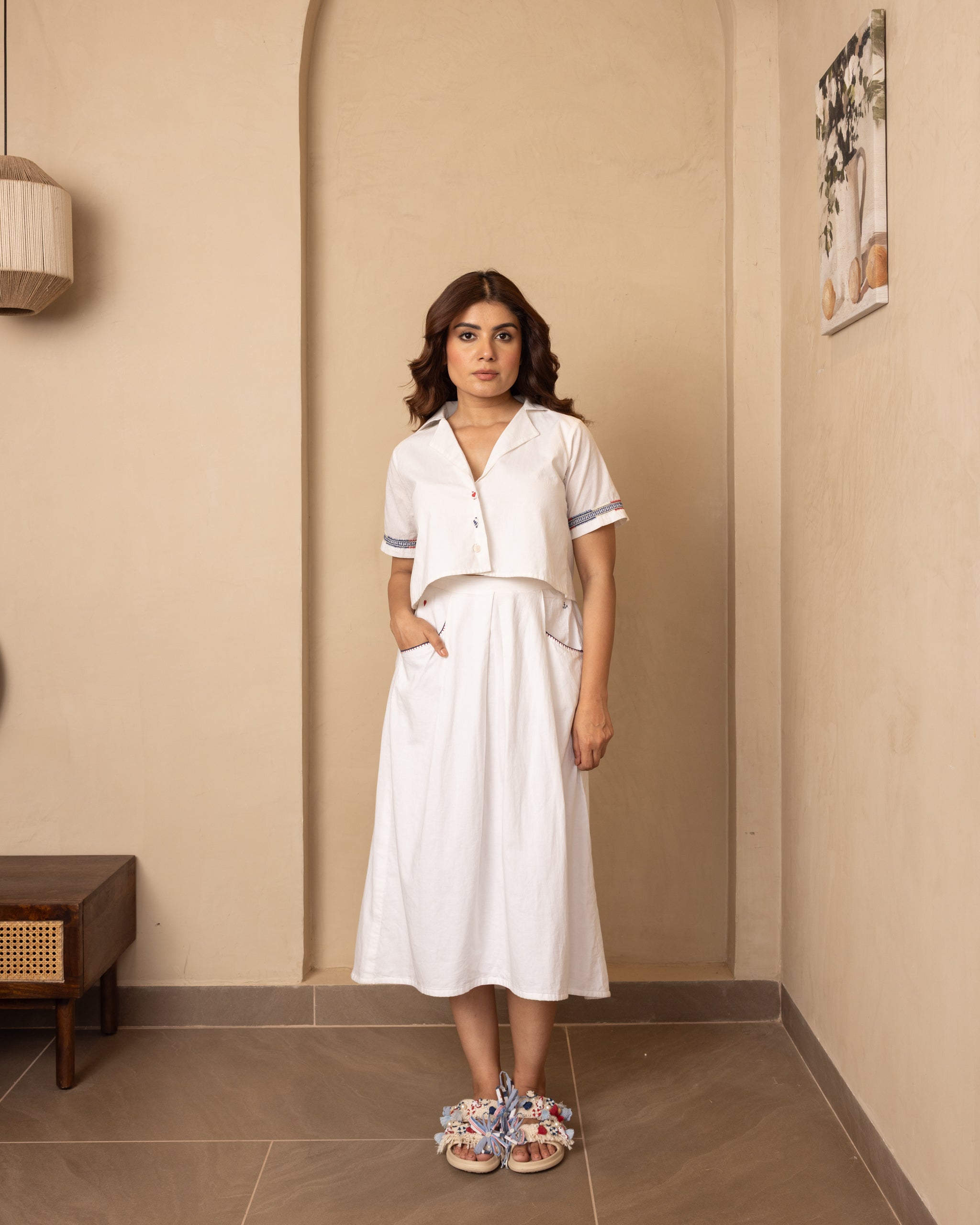 Harbor Top and Skirt Set (White)