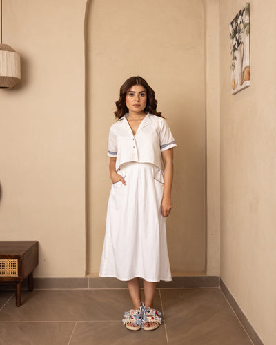 Harbor Top and Skirt Set (White)