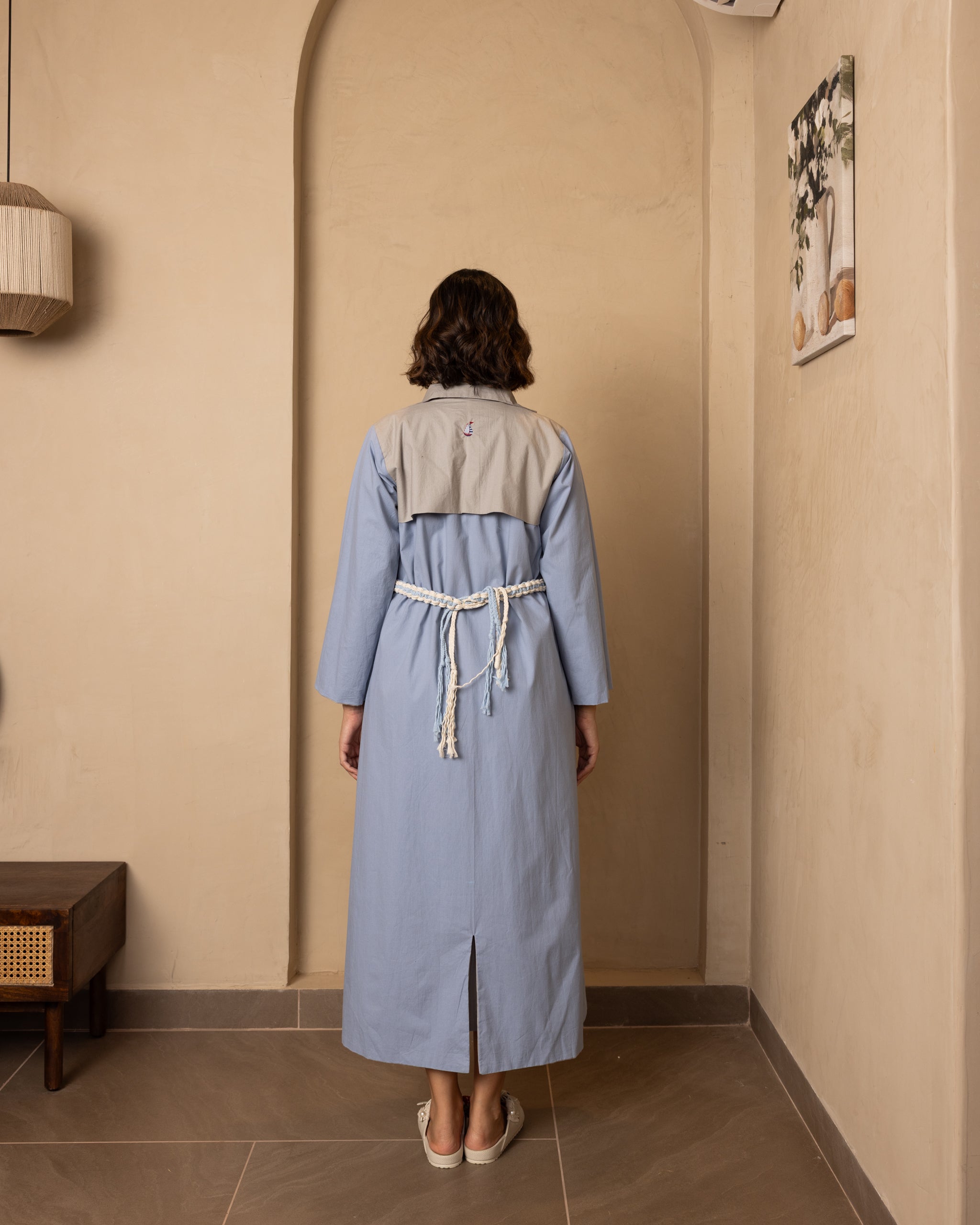 Reversible Aarna Jacket and Dress Set (Blue and Grey)