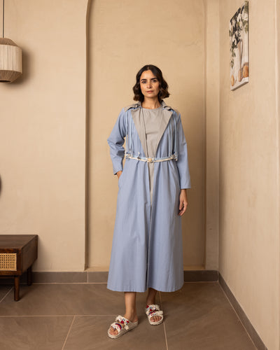 Reversible Aarna Jacket and Dress Set (Blue and Grey)