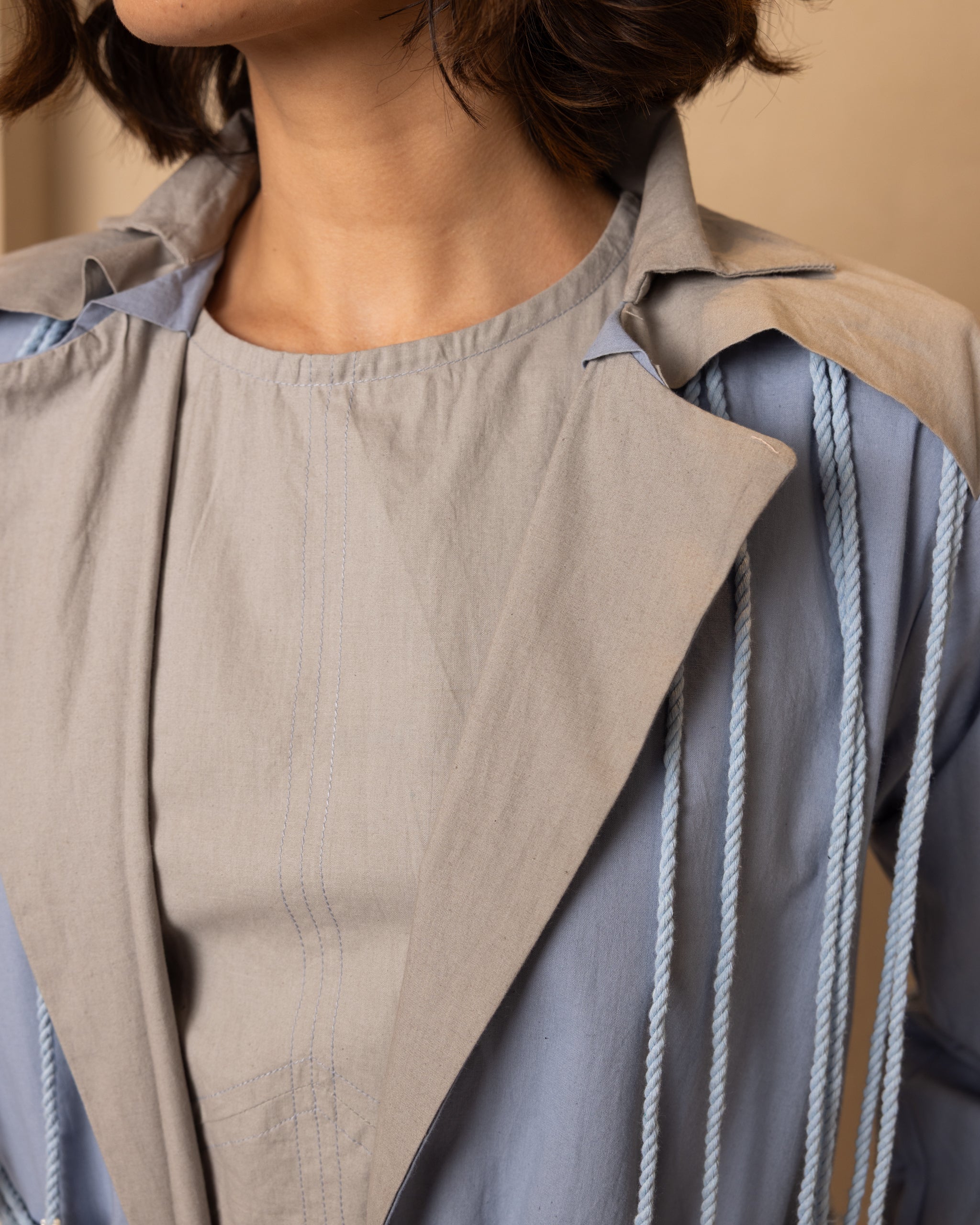 Reversible Aarna Jacket and Dress Set (Blue and Grey)