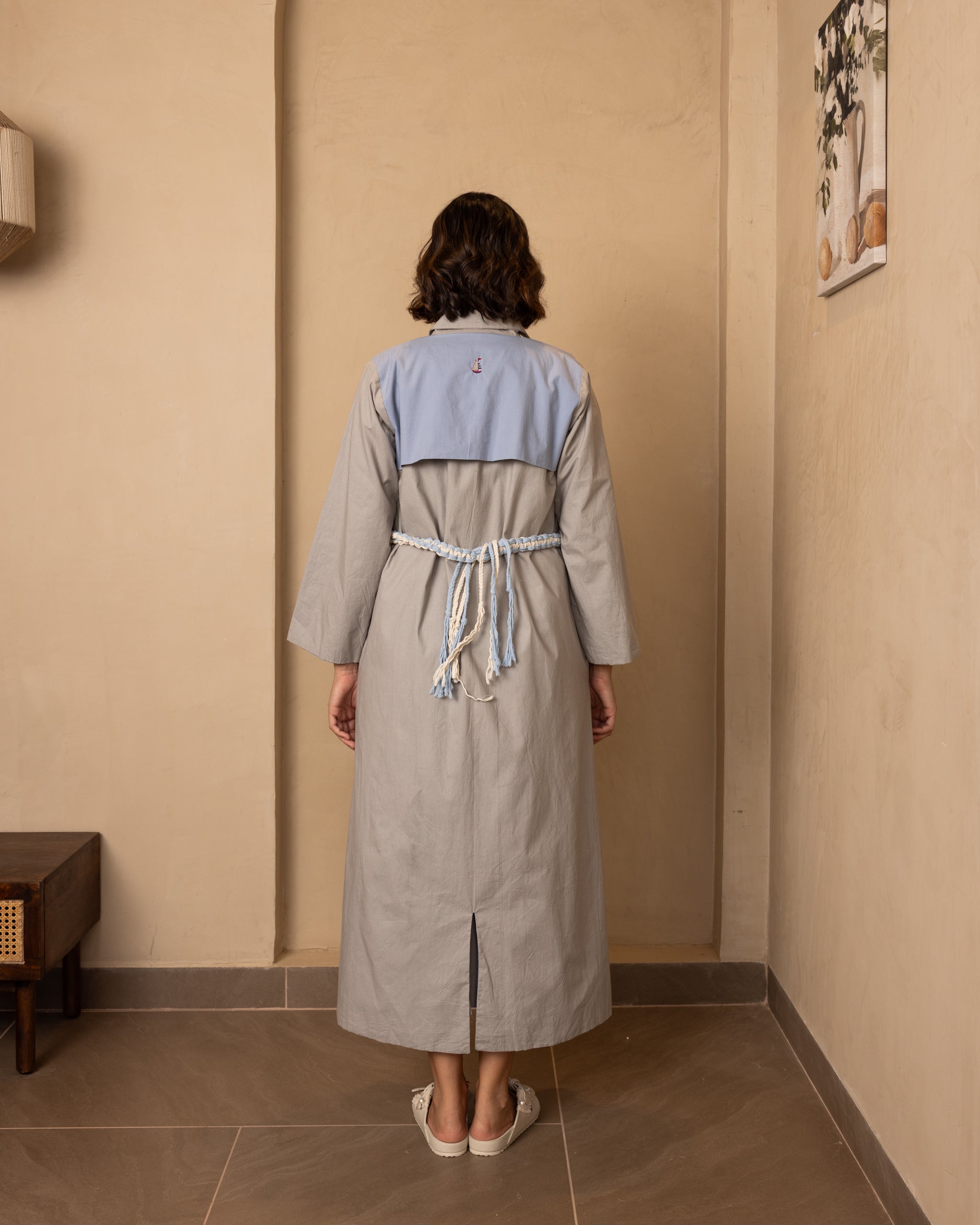 Reversible Aarna Jacket and Dress Set (Blue and Grey)