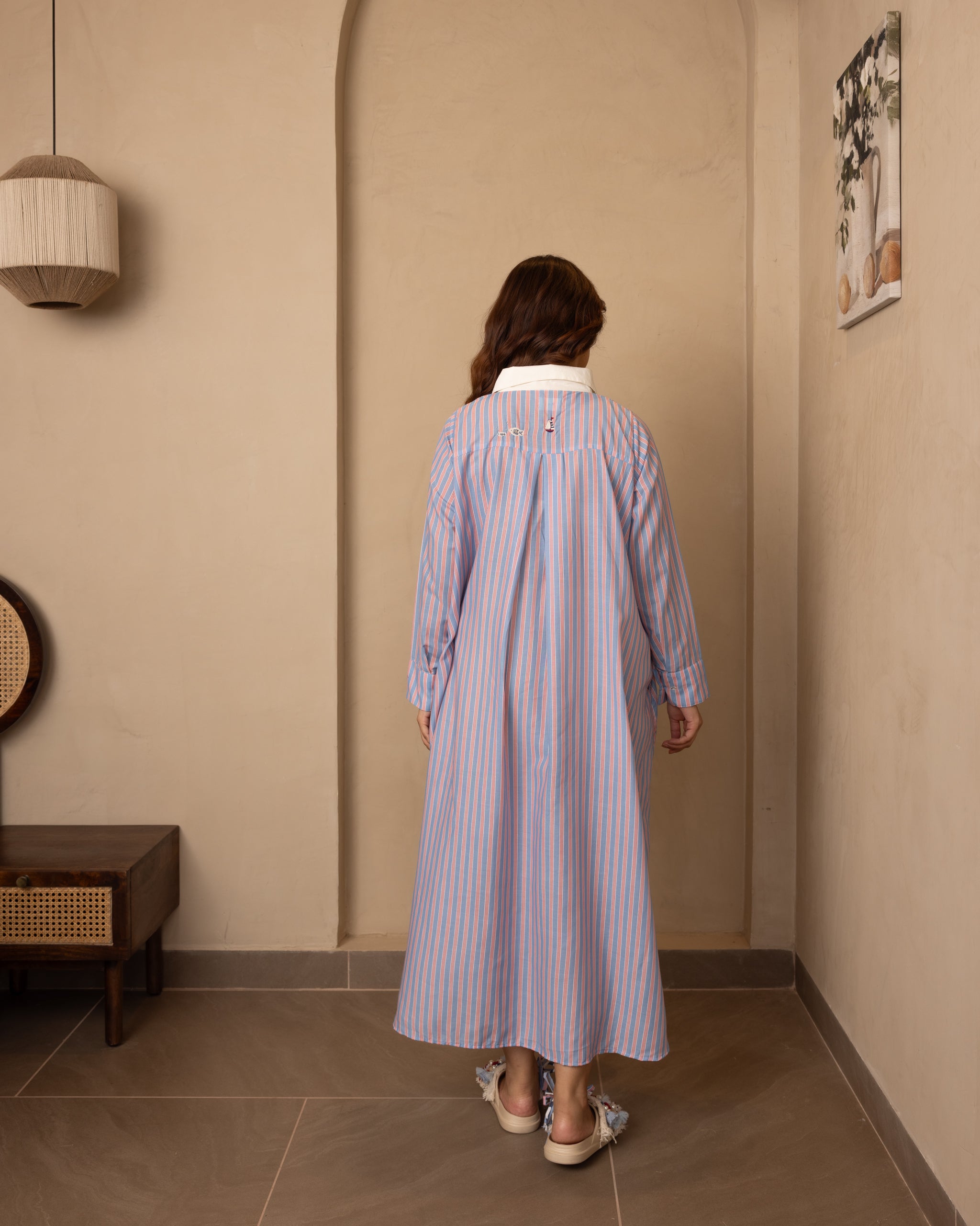 Marina Dress (Beige and Red)