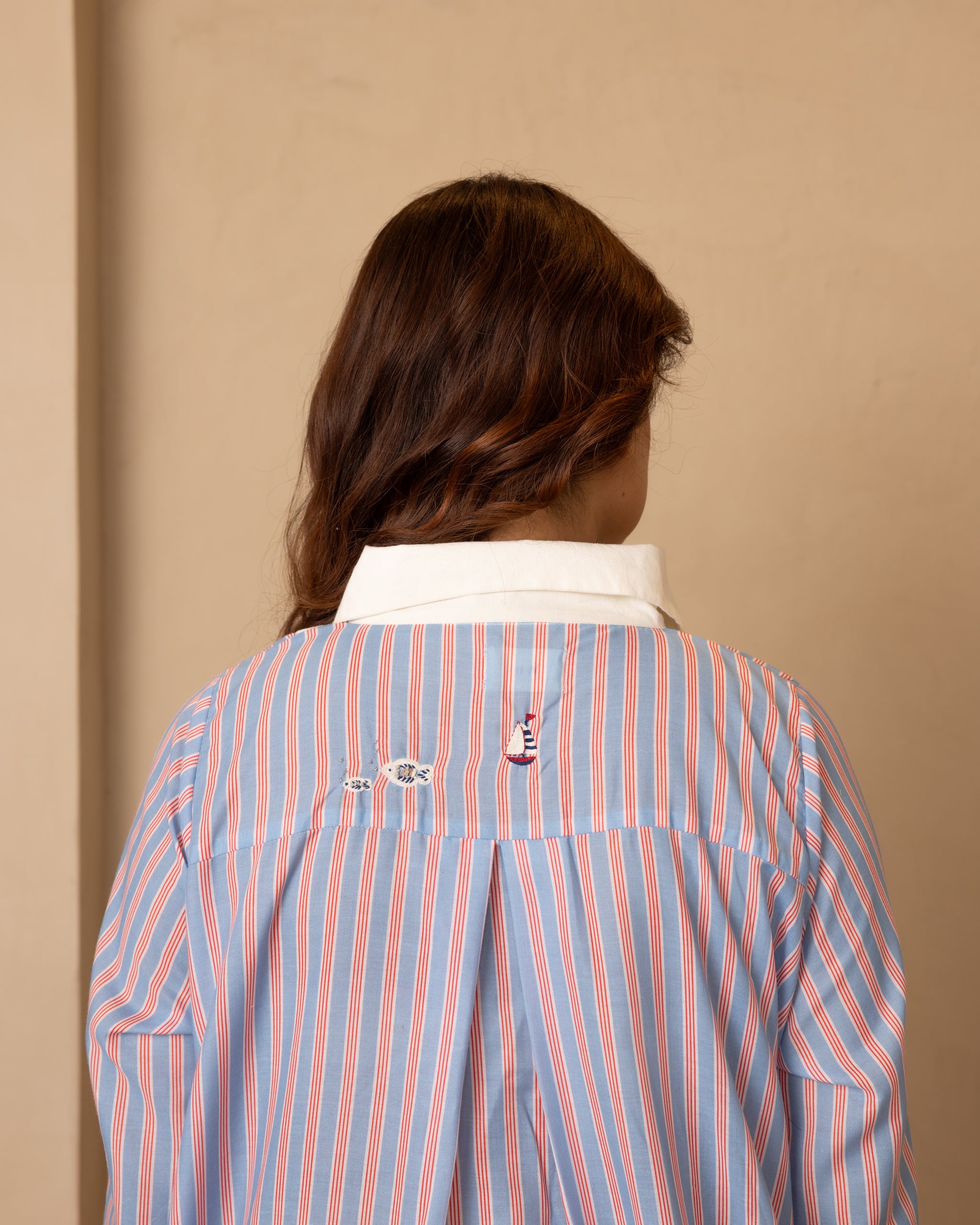 Marina Dress (Beige and Red)