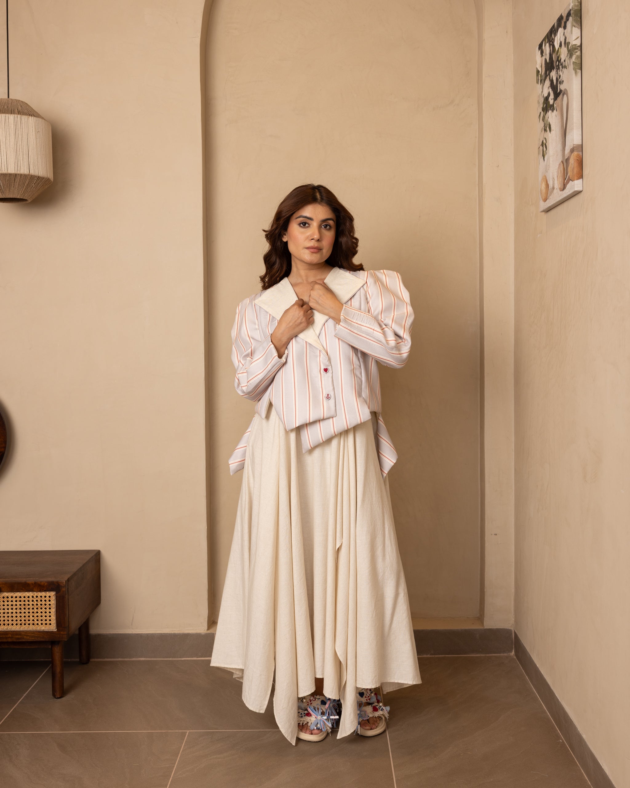 Sierra Jacket and Dress Set (Beige and Grey)