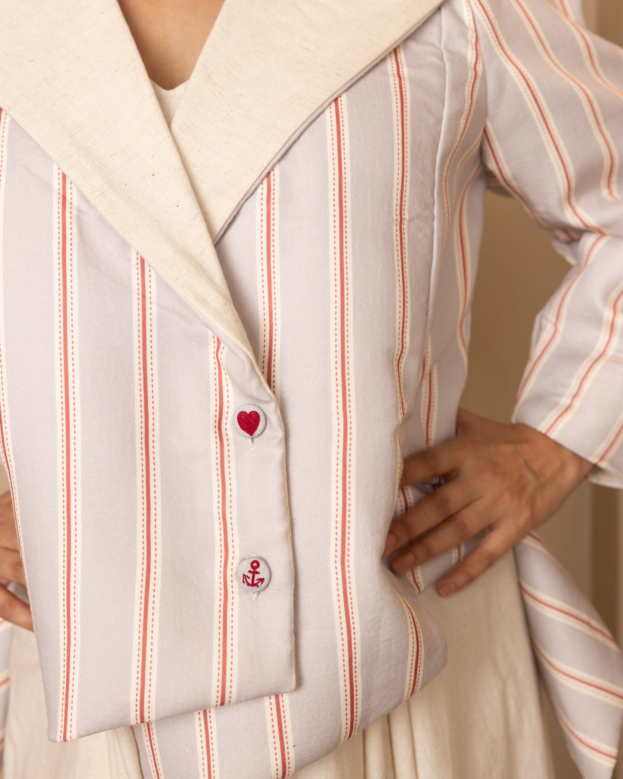 Sierra Jacket and Dress Set (Beige and Grey)