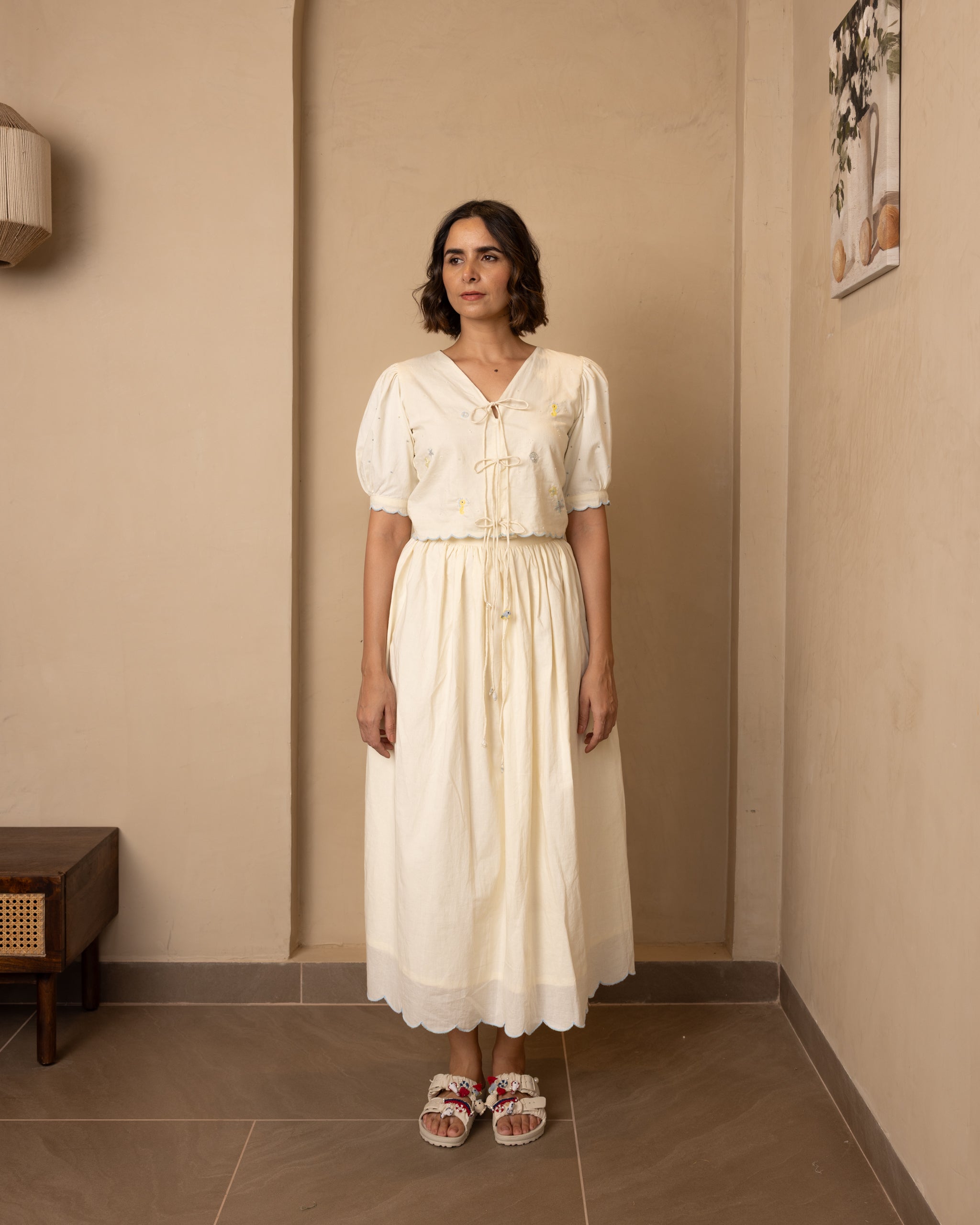 Ari Top and Skirt Set (Beige)