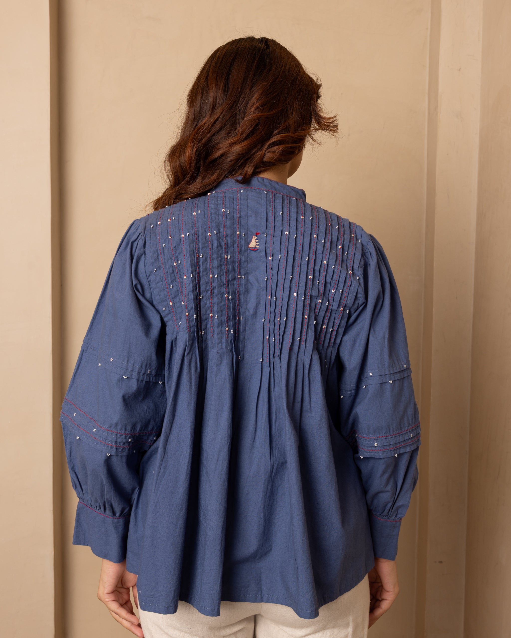 Brig Top and Pants Set (Dark Blue and Beige)