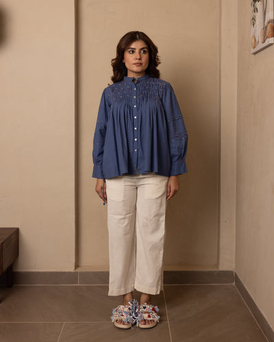 Brig Top and Pants Set (Dark Blue and Beige)