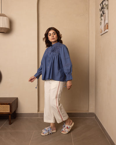 Brig Top and Pants Set (Dark Blue and Beige)