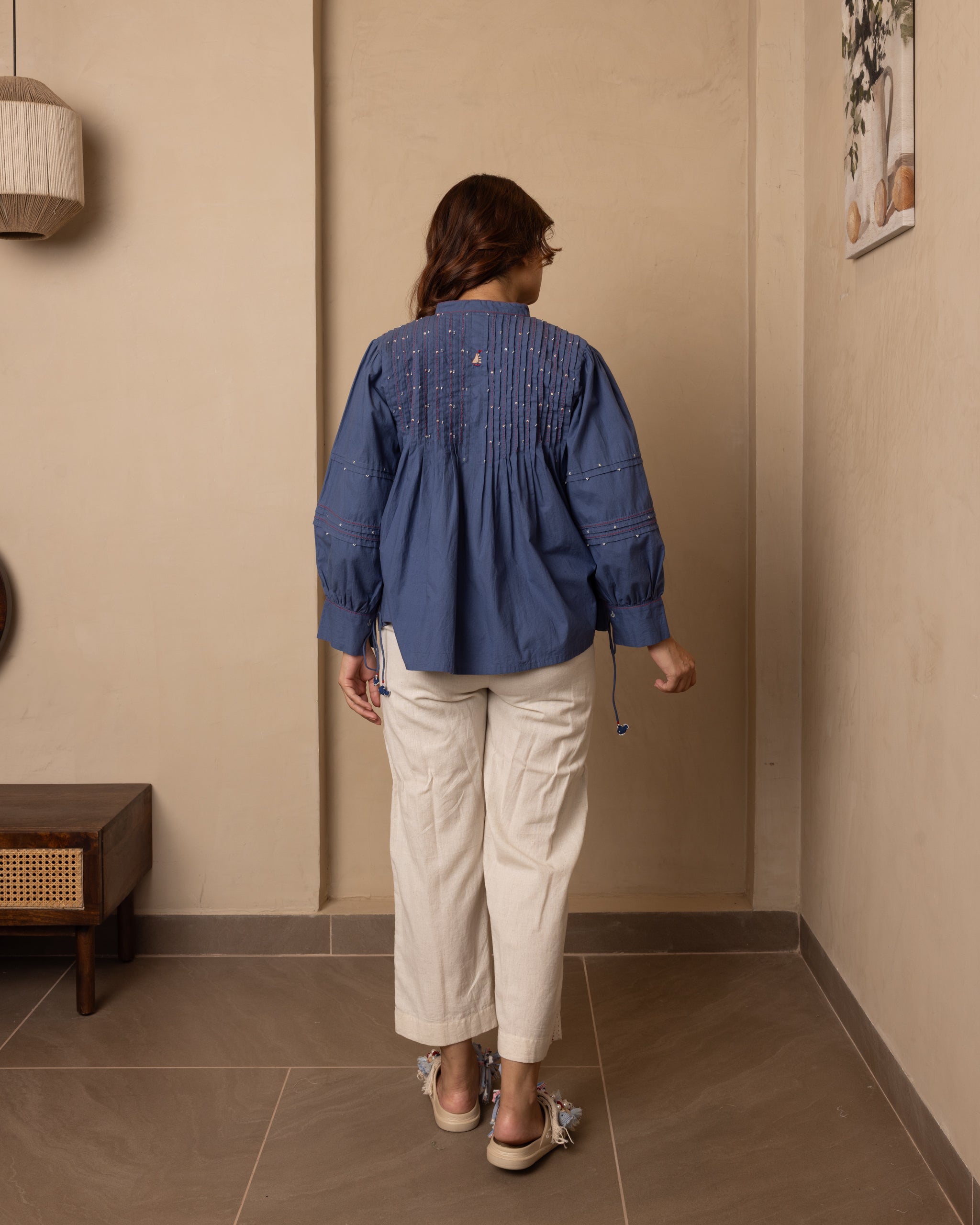 Brig Top and Pants Set (Dark Blue and Beige)