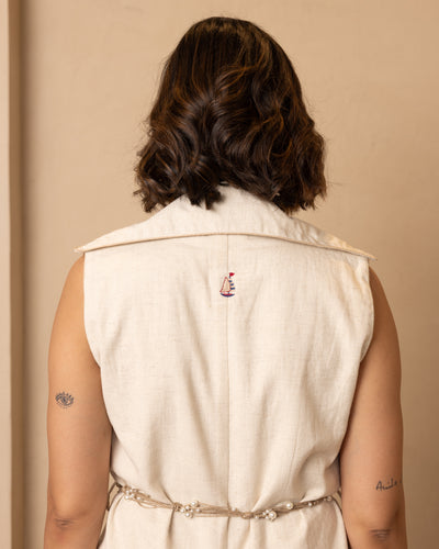 Knot Top and Pants Set (Beige)