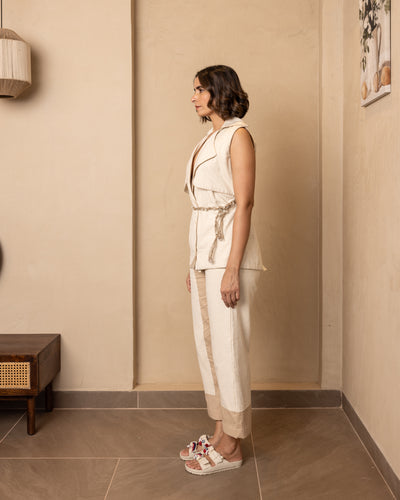Knot Top and Pants Set (Beige)
