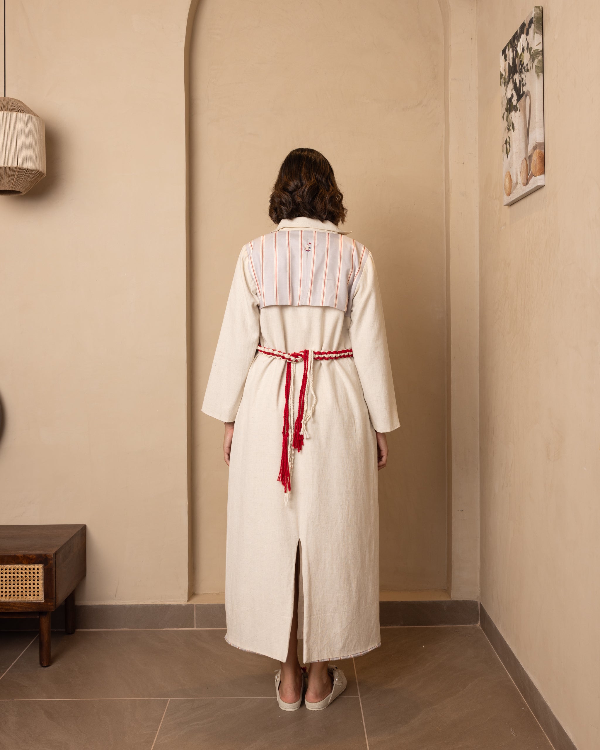 Reversible Aarna Jacket and Dress Set (Beige and Grey)