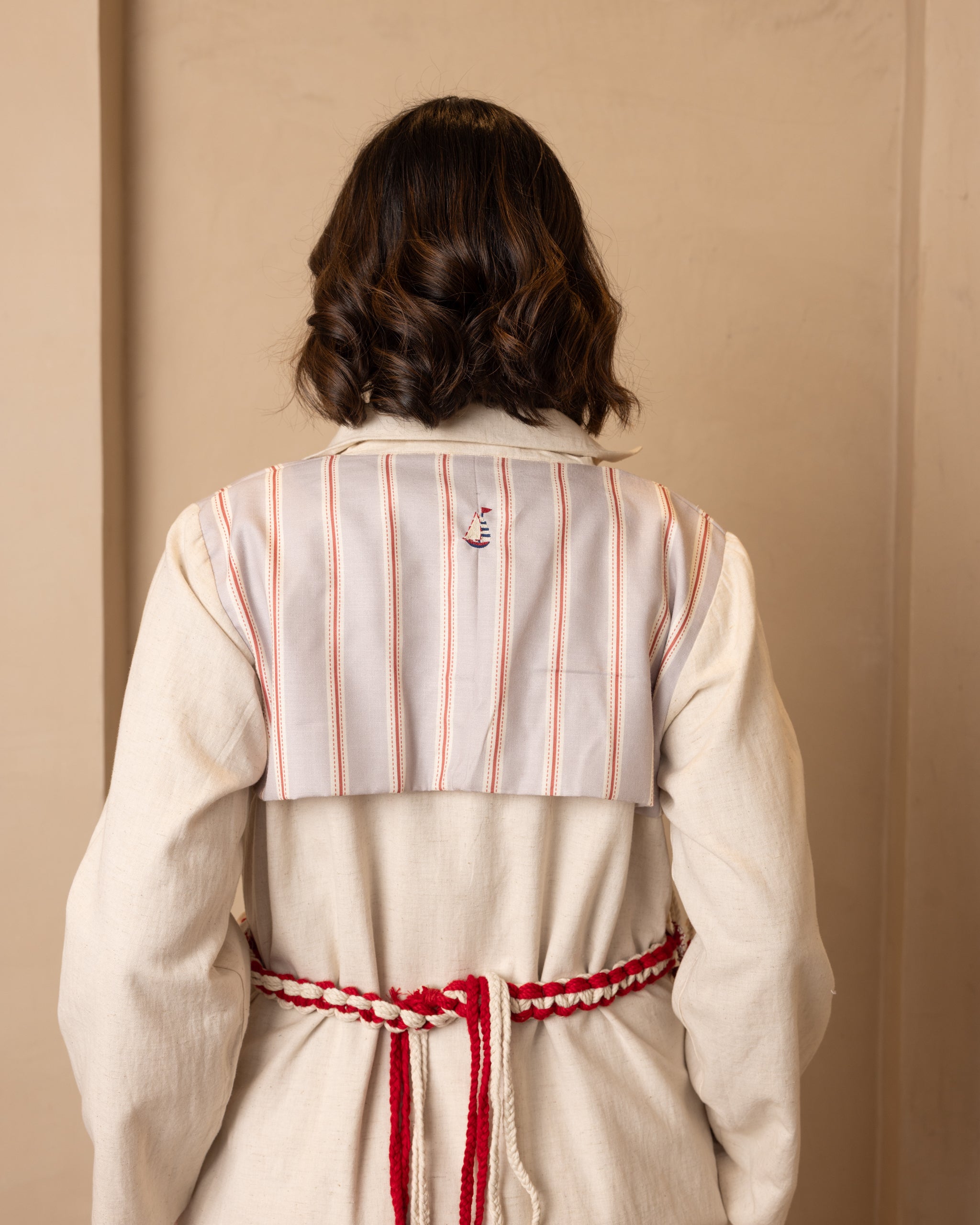 Reversible Aarna Jacket and Dress Set (Beige and Grey)