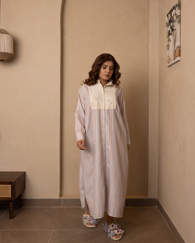 Marina Dress (Beige and Grey)