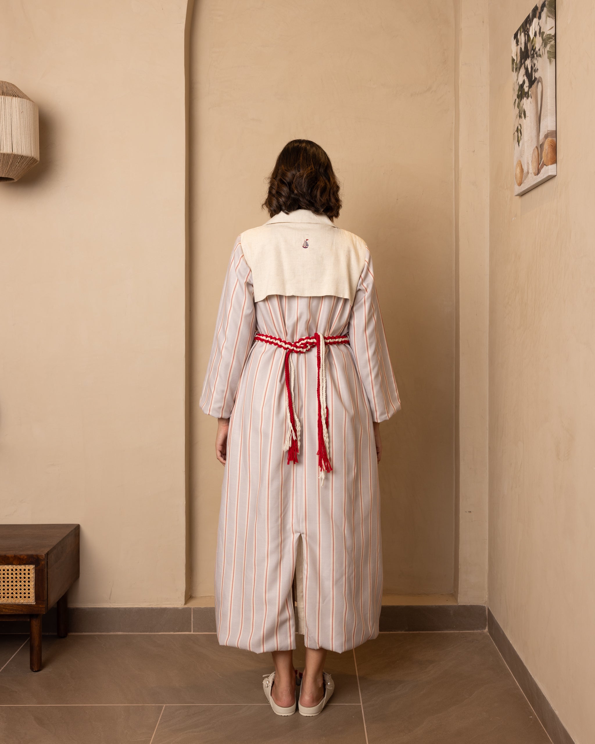 Reversible Aarna Jacket and Dress Set (Beige and Grey)