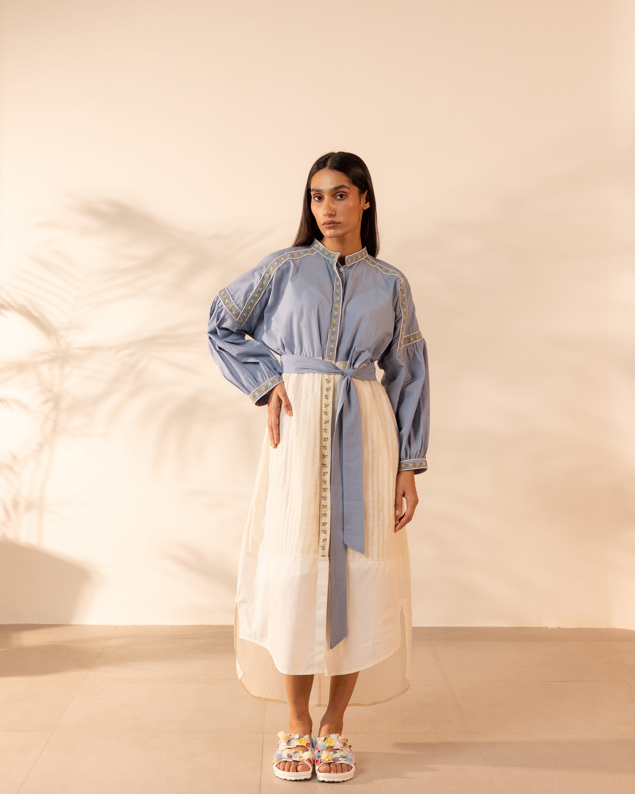 Citrus Glow Dress - Blue + Beige