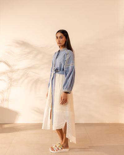 Citrus Glow Dress - Blue + Beige