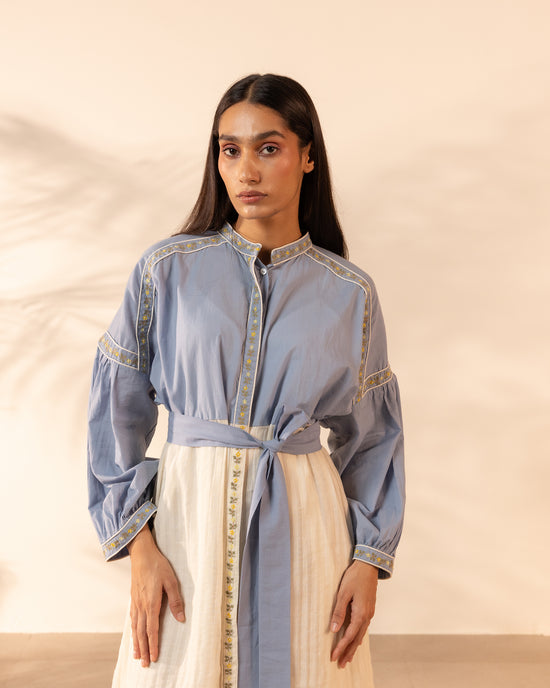 Citrus Glow Dress - Blue + Beige