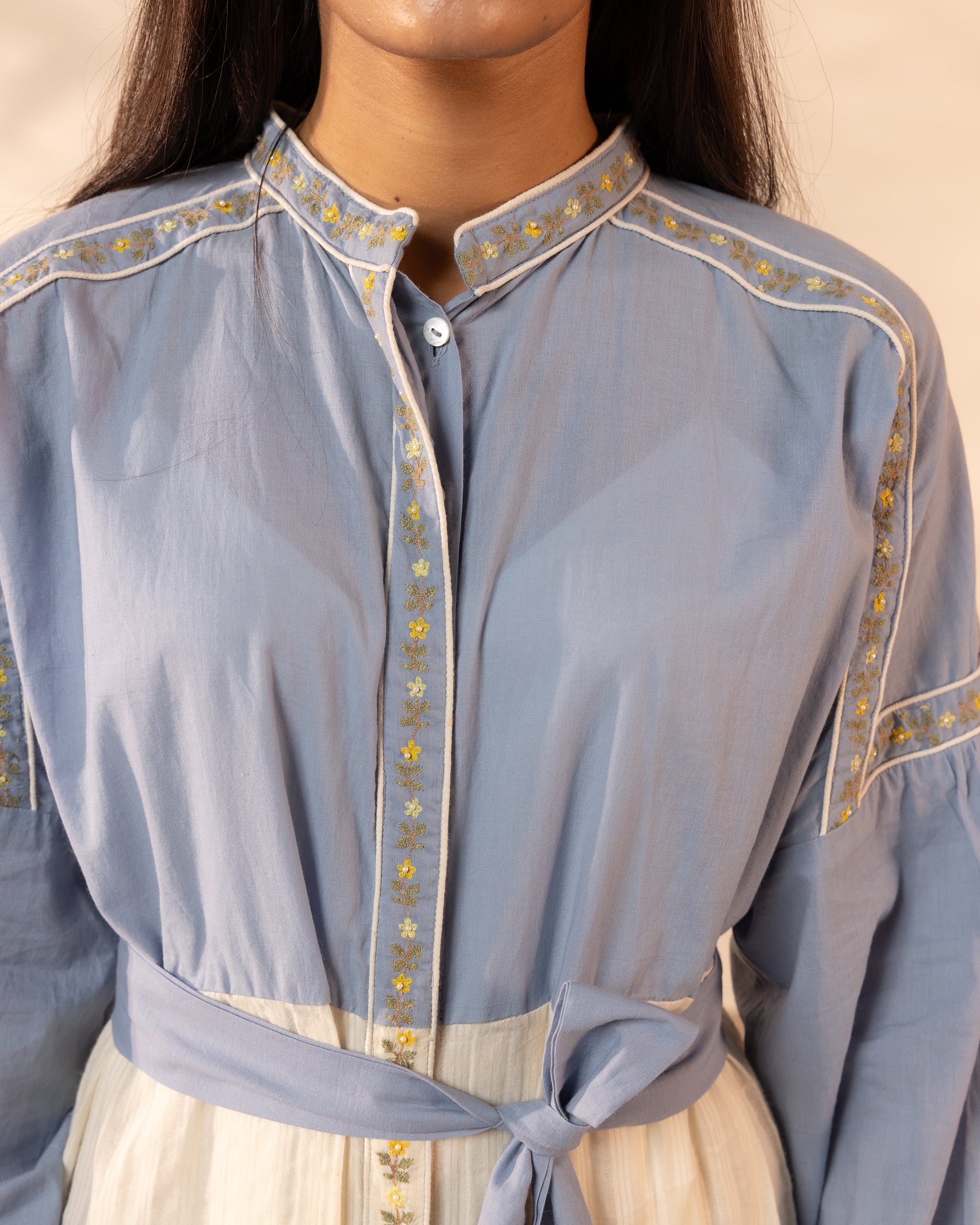 Citrus Glow Dress - Blue + Beige