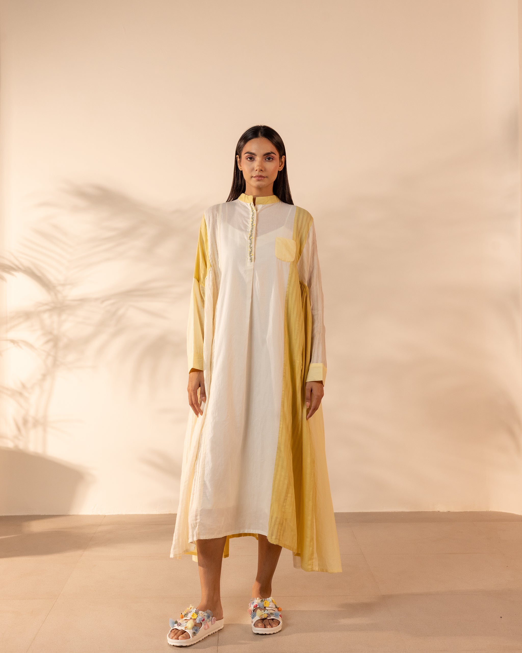 Blush Wind Dress - Yellow + Beige