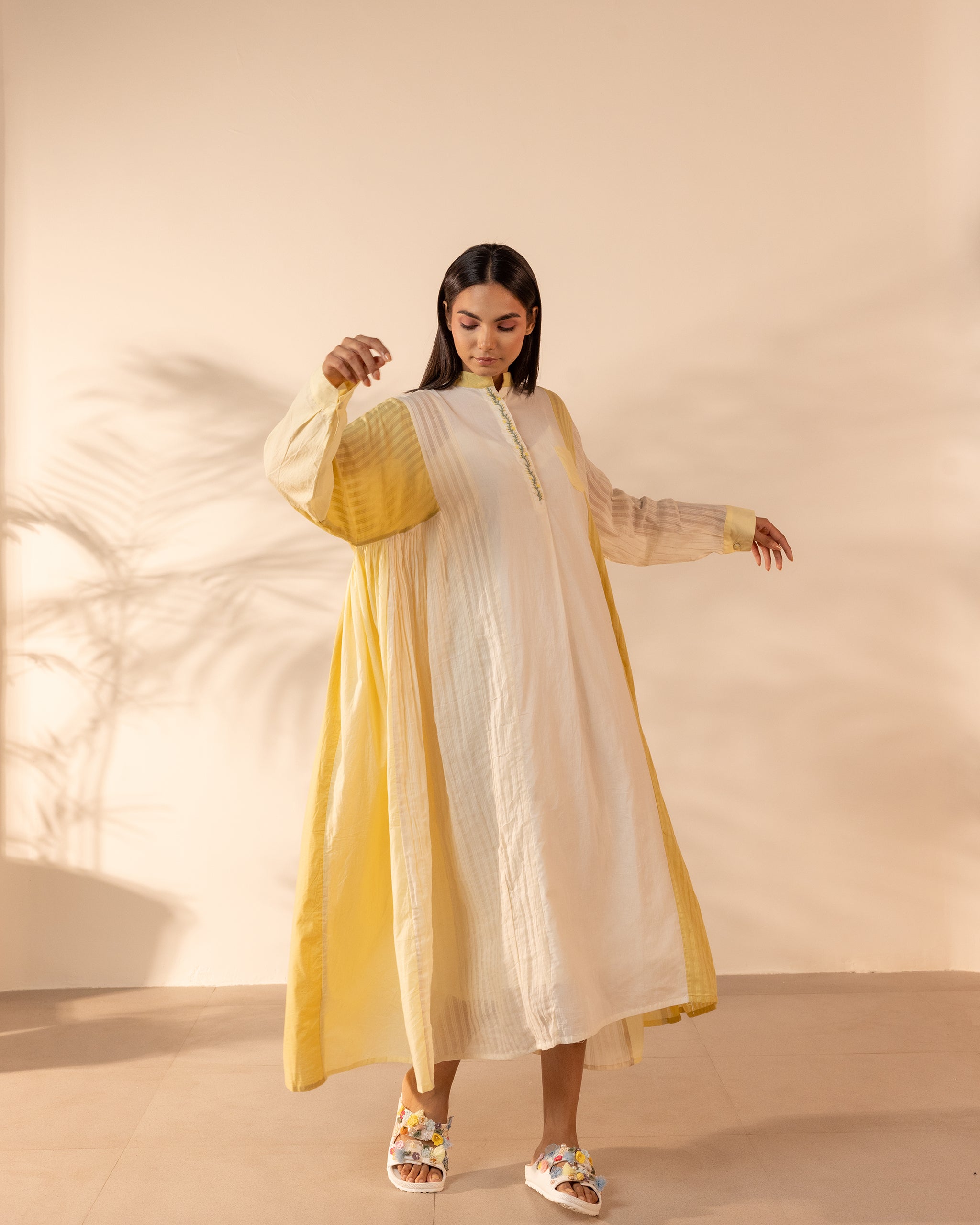 Blush Wind Dress - Yellow + Beige