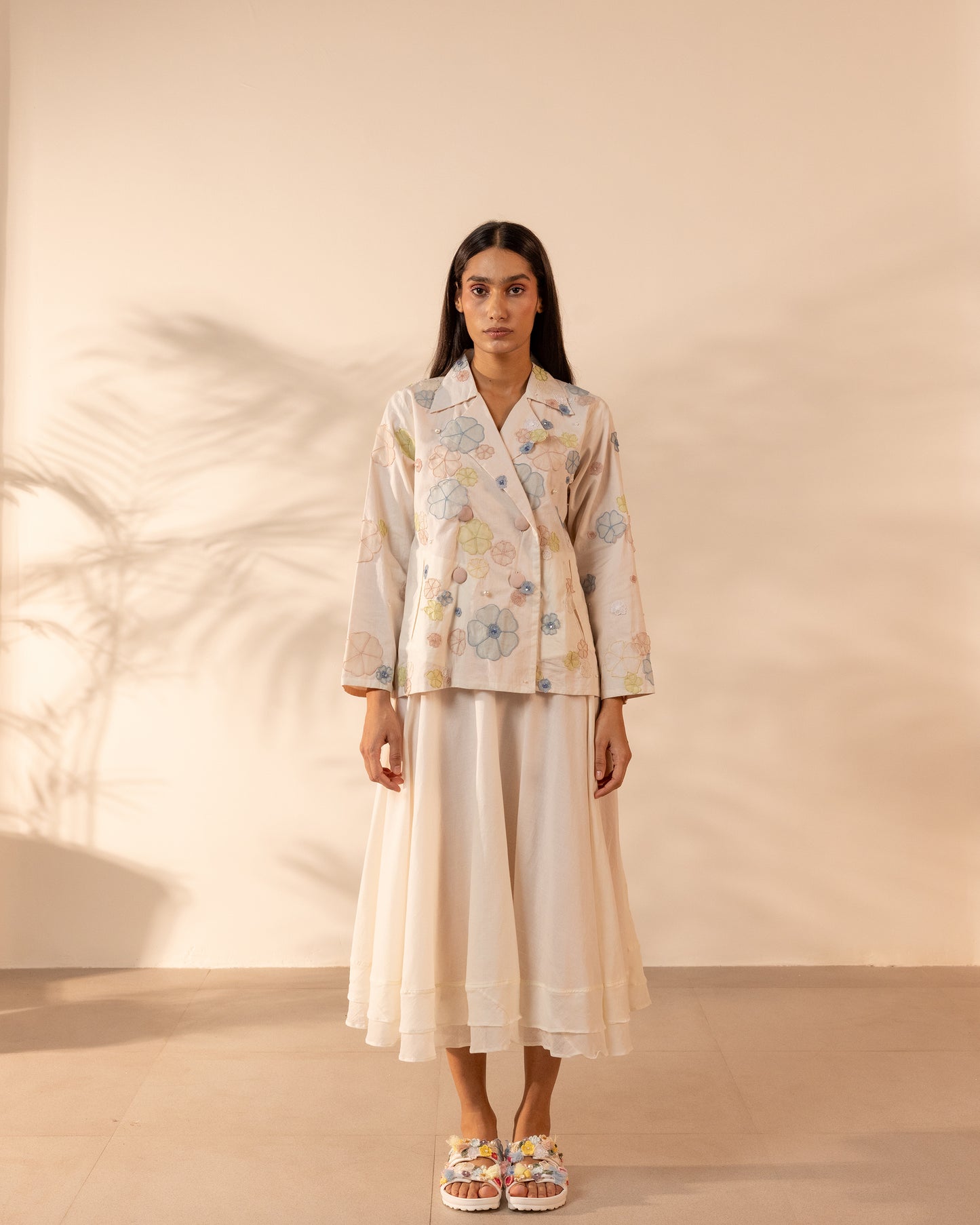 Lush Skirt - Beige + Flamingo Pink