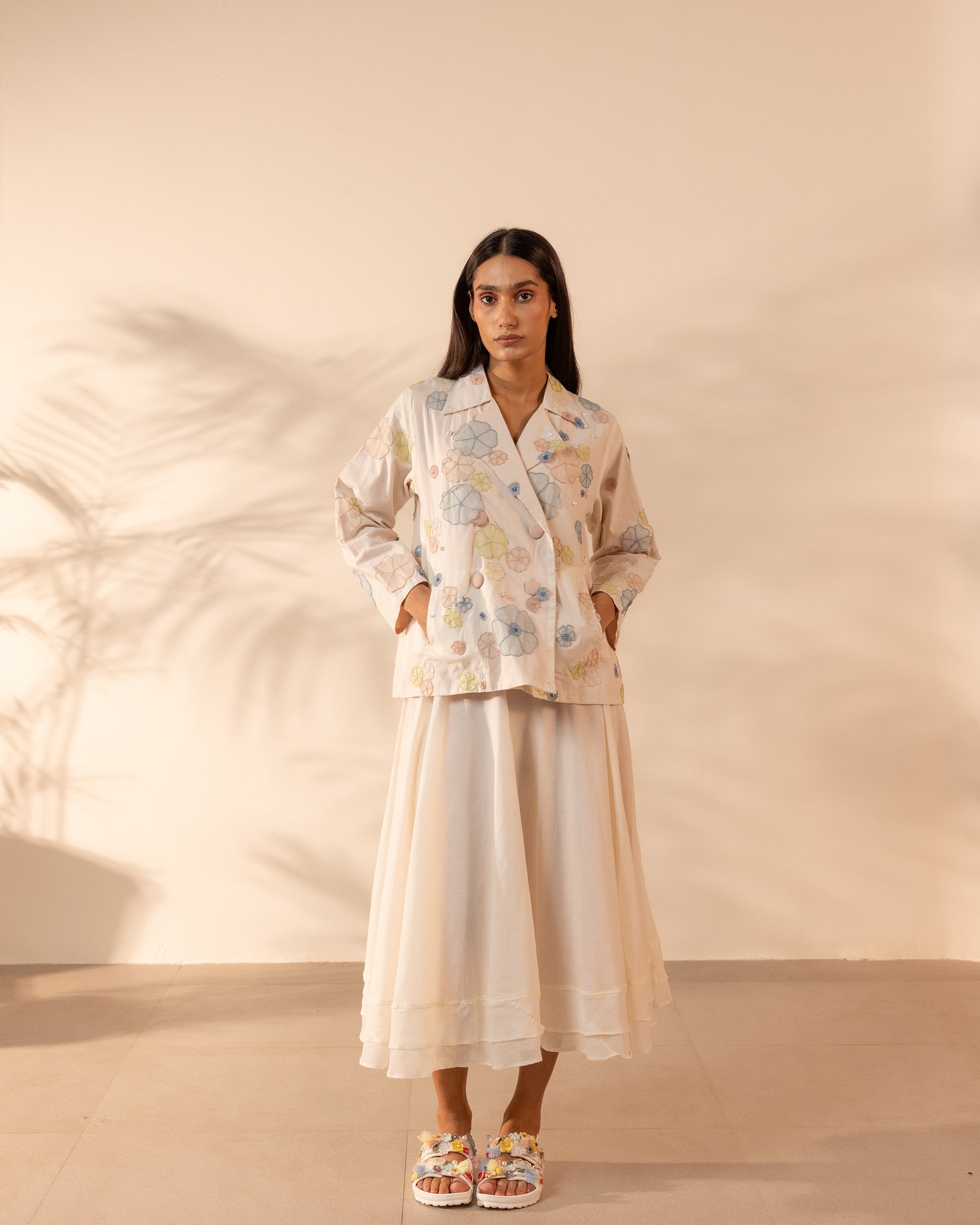 Lush Skirt - Beige + Flamingo Pink