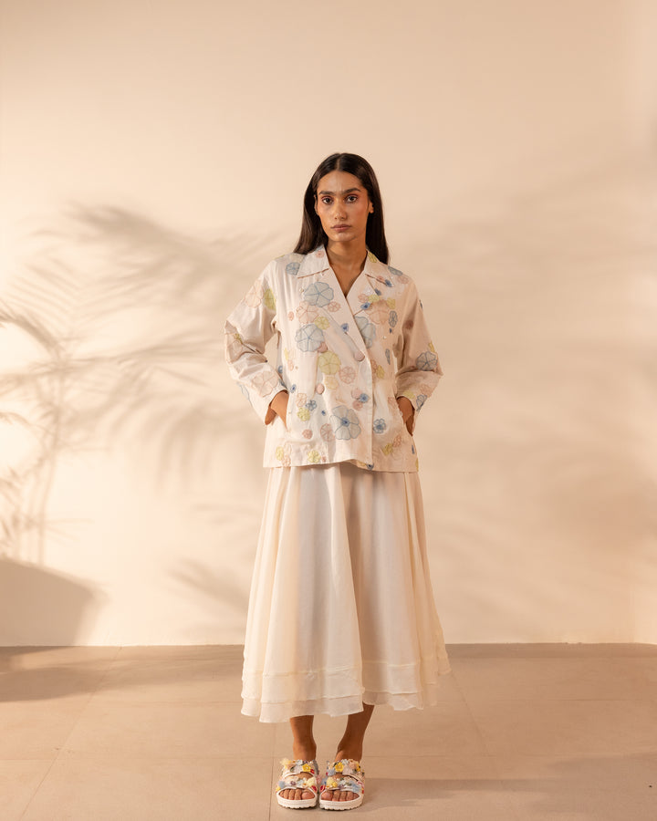 Lush Skirt - Beige + Flamingo Pink