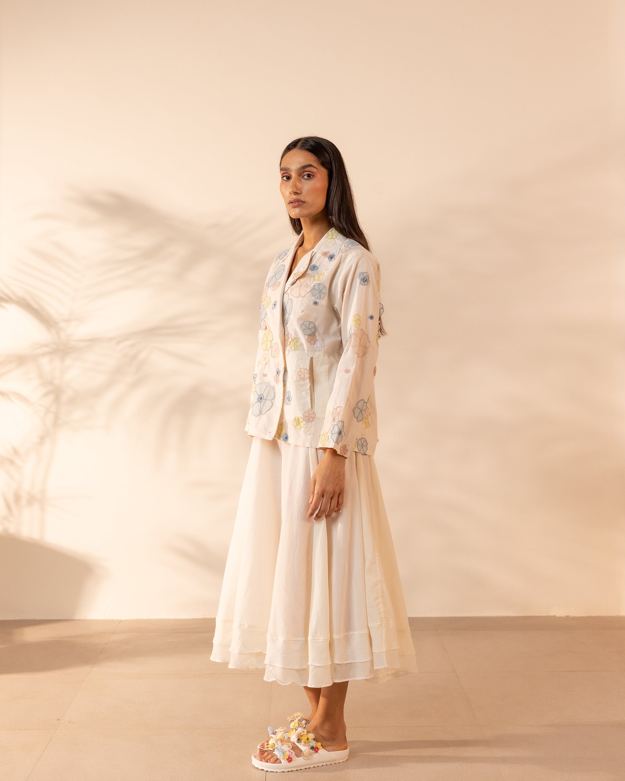 Lush Skirt - Beige + Flamingo Pink