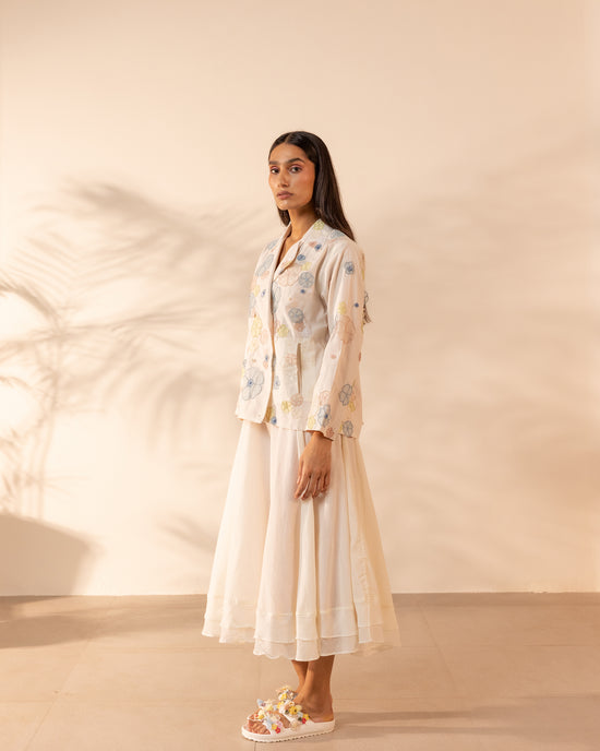 Lush Skirt - Beige + Flamingo Pink