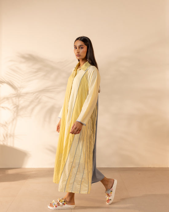 Mango Mist Dress - Blue + Yellow