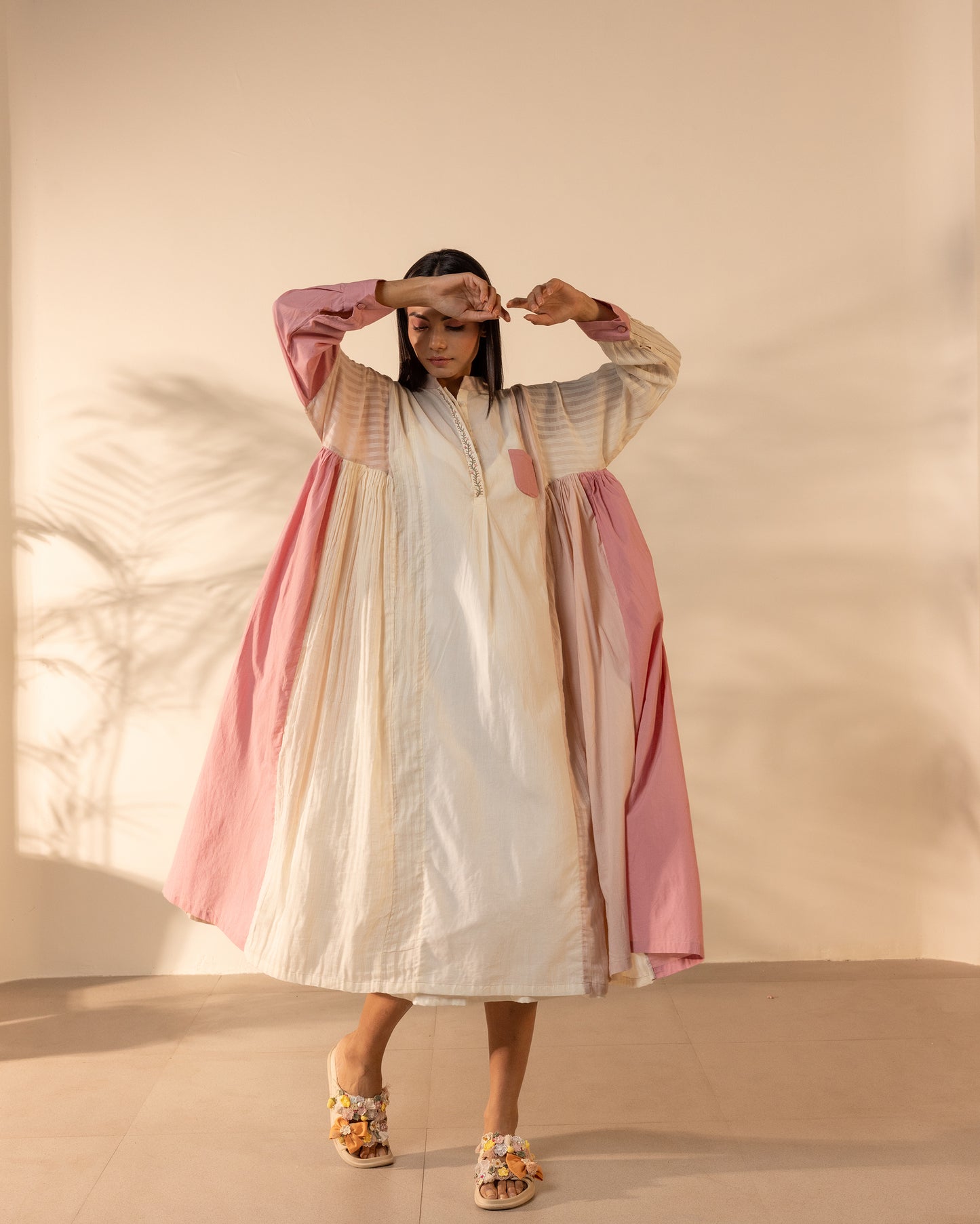 Blush Wind Dress - Pink + Beige