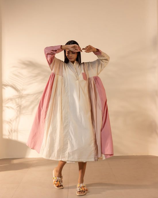 Blush Wind Dress - Pink + Beige