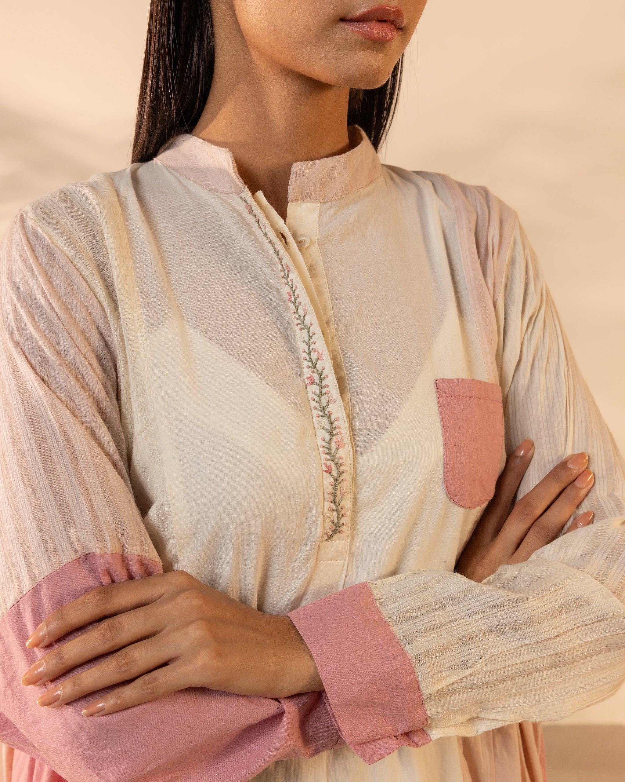 Blush Wind Dress - Pink + Beige