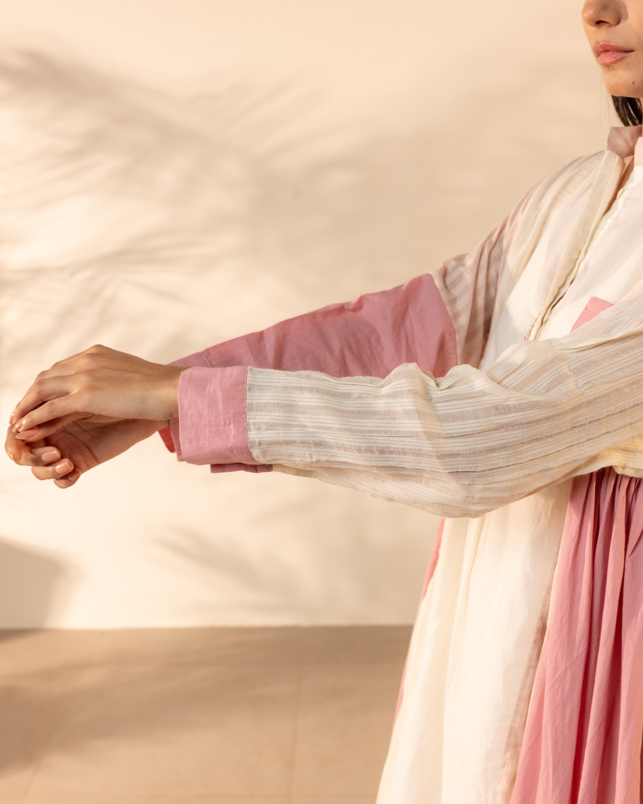 Blush Wind Dress - Pink + Beige