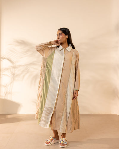 Mango Mist Dress - Beige + Green