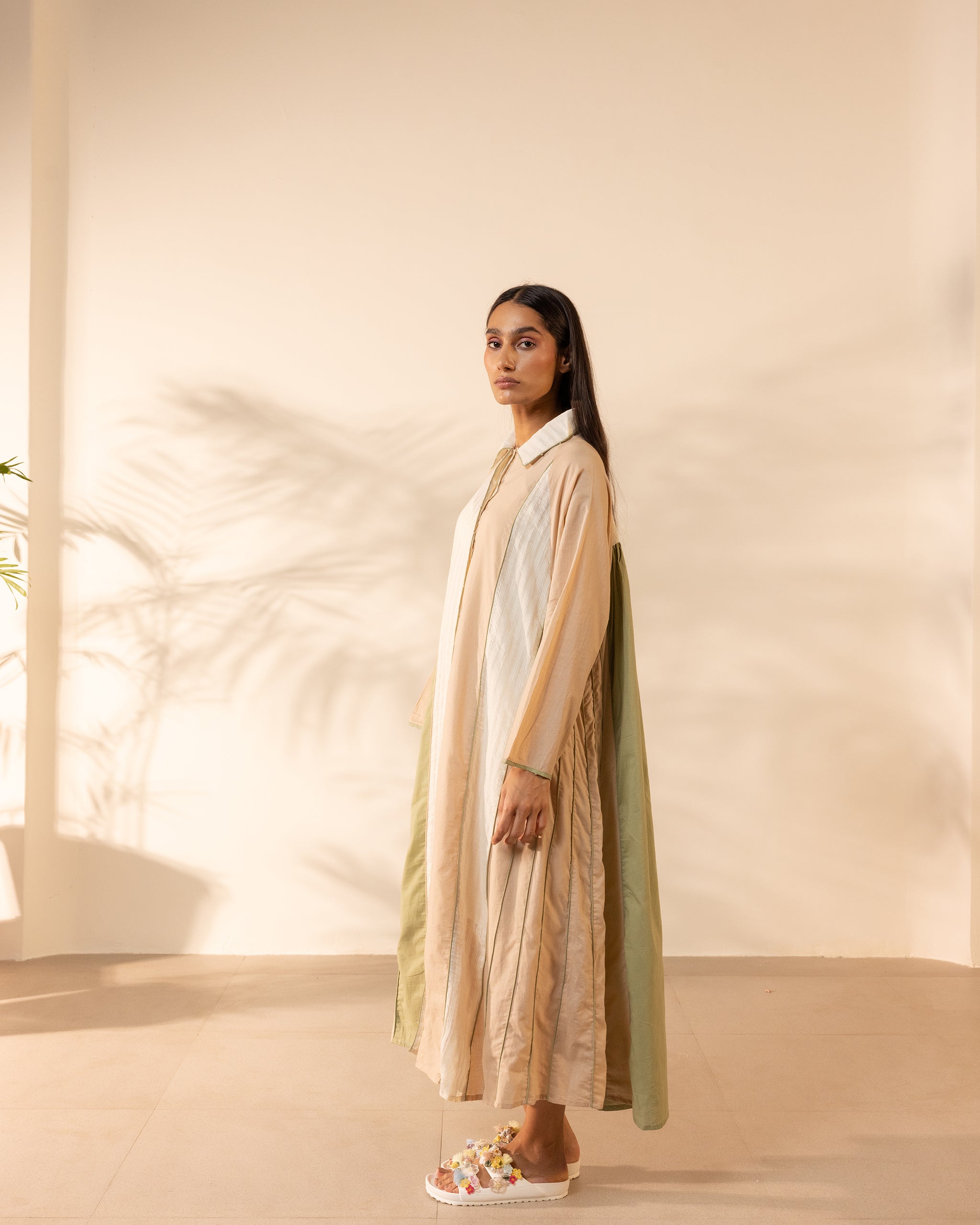 Mango Mist Dress - Beige + Green