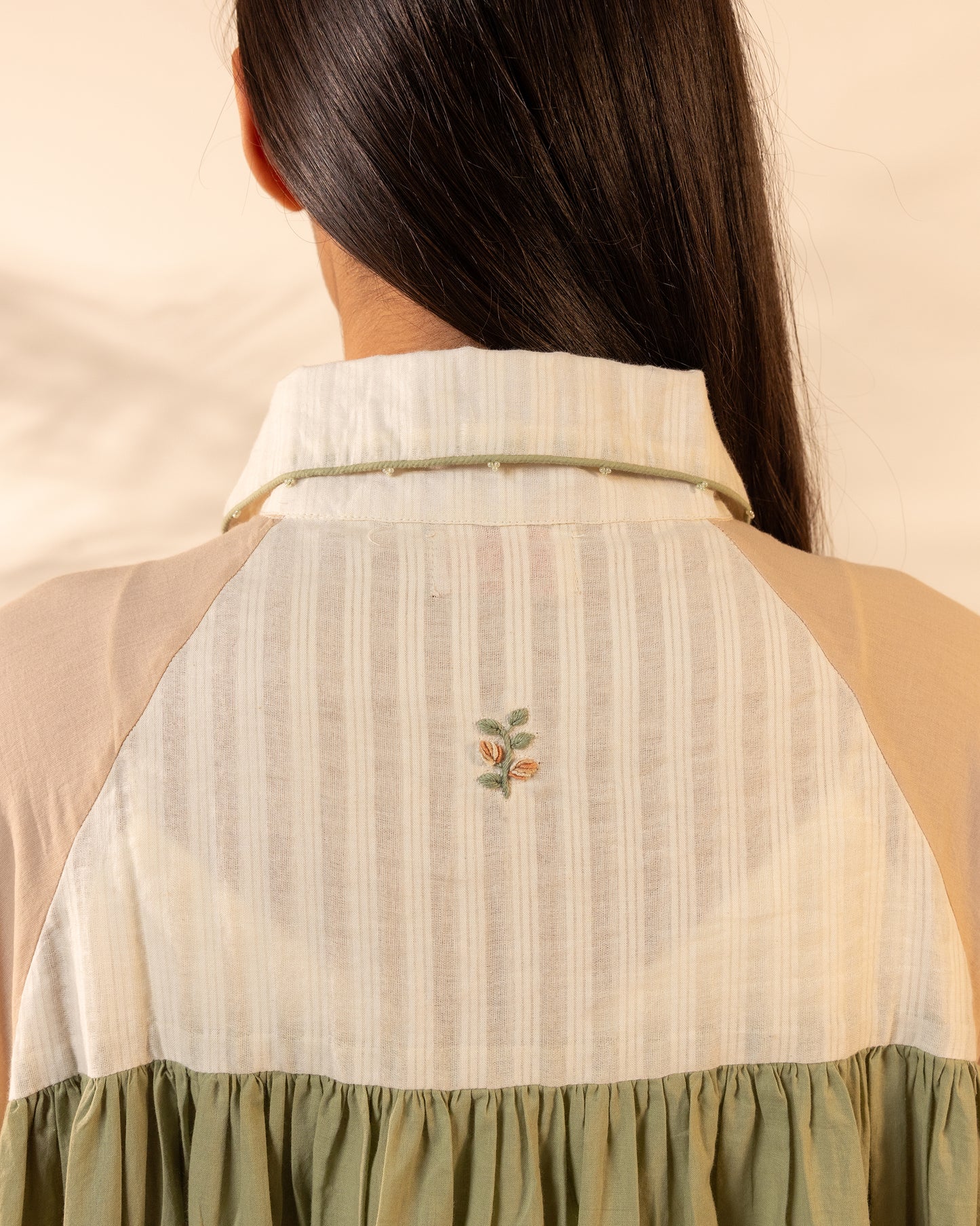 Mango Mist Dress - Beige + Green